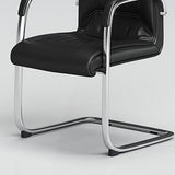 Zeitgenössischer Schreibtischstuhl Schwarz Leder ohne Räder Bürostuhl