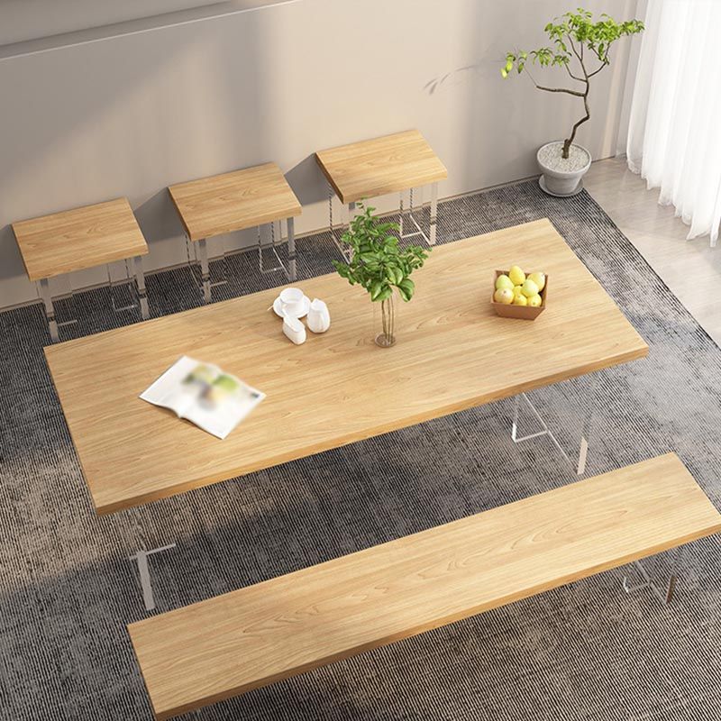 Minimalismo Mesa de madera maciza para mesa rectángica de restaurantes con base acrílica