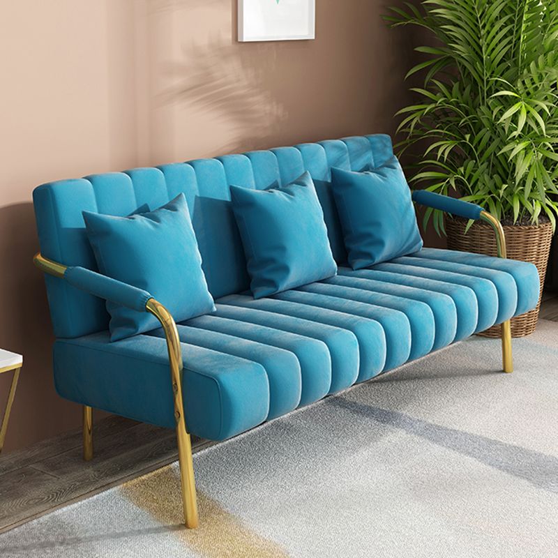 28.34 "Sofá de terciopelo alto con 3 almohadas sofá de brazo cuadrado para sala de estar