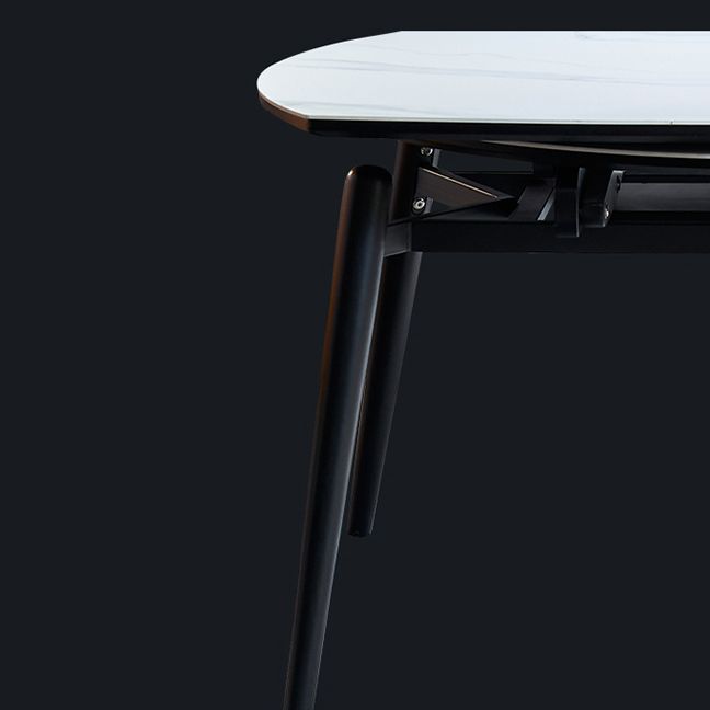 Sintered Stone Extendable Round Dining Table Modern Adjustable Table with Metal 4 Legs Clearhalo ' dining_table' 'Dining Tables & Seating' 'Dining Tables' 'furn' 'furn_dining_table' 'Furniture' 'furniture_dining_table' 'Kitchen & Dining Furniture' 'kitchen&dining_furn' 'kitchen' 'kitchen_dining_table' 1200x1200_d1ed4d48-3a11-4419-af20-40b24935f8ae