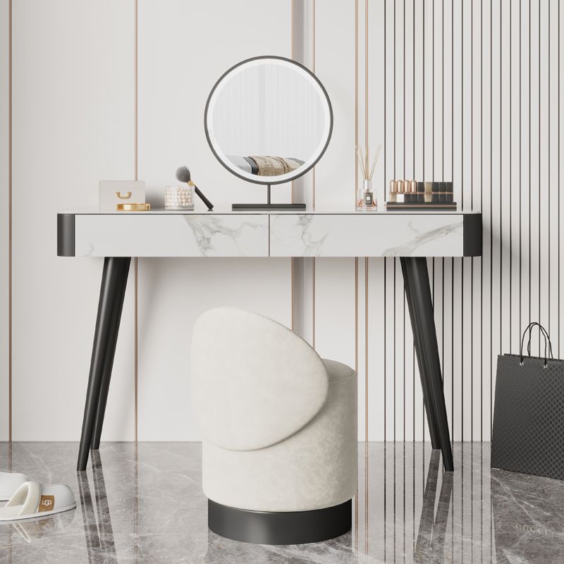 Weißer Waschtisch 29,52 "Hochmetall- und Stein -Top -Waschtisch mit Stuhl