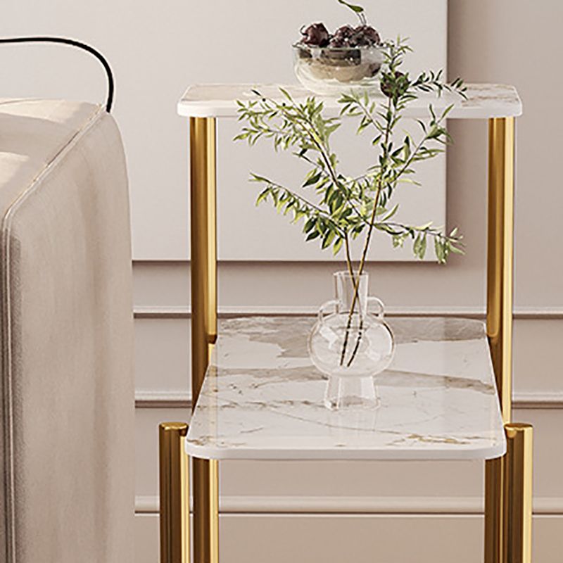 Contemporary Rectangular Side Table Slate Top 4 Legs End Table Clearhalo 'Coffee & Accent Tables' 'End & Side Tables' 'end_side_tables' 'furn' 'furn_end_side_tables' 'Furniture' 'Living Room Furniture' 1200x1200_d1f49621-8f34-4959-bed6-d15747d2b430