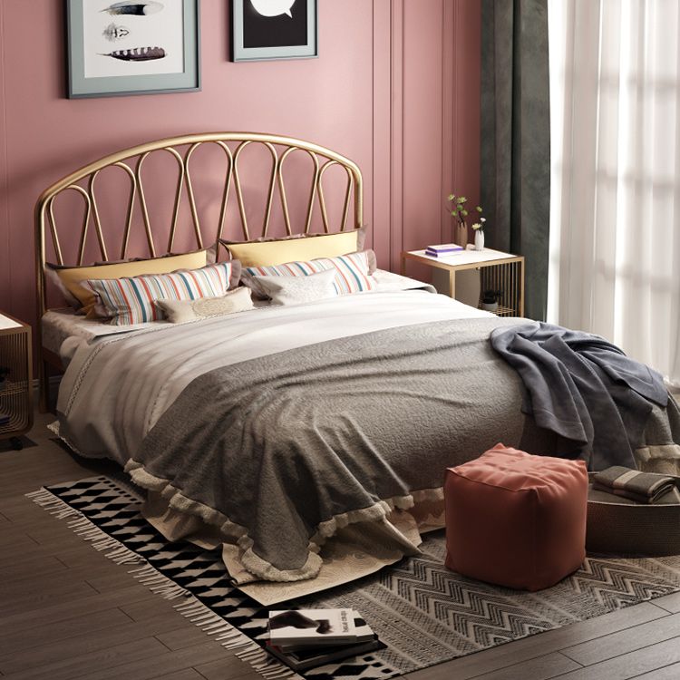 Glam Metallic open-frame bed met gebogen hoofdeinde, 45,3 "Tall