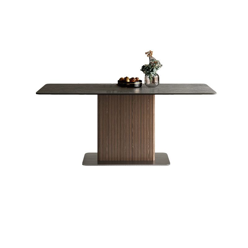 Industrial Kitchen Dinner Table Rectangle Pedestal Dining Table Clearhalo 'Dining Tables & Seating' 'Dining Tables' 'dining_table' 'furn' 'furn_dining_table' 'Furniture' 'Kitchen & Dining Furniture' 1200x1200_d1f785c4-987c-4628-b987-54a45703e796
