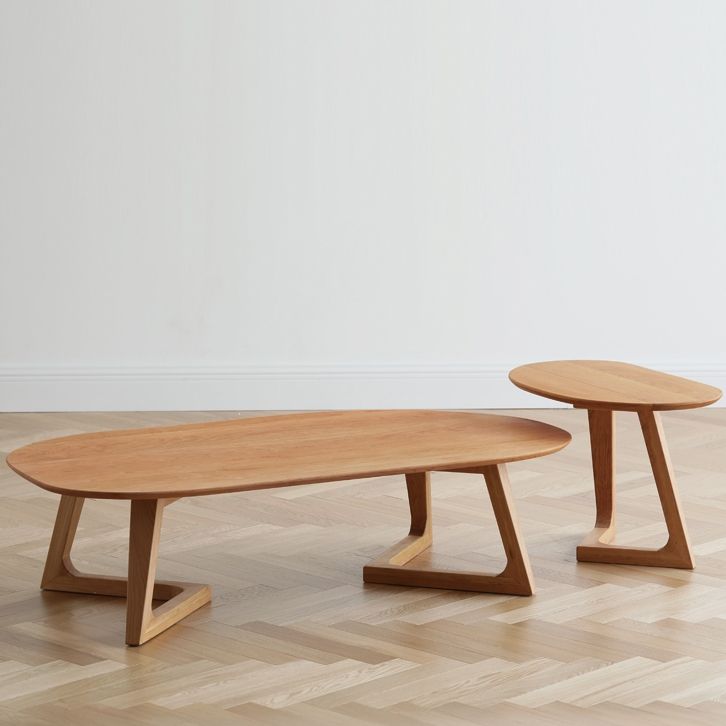 Ash Wood 2 gambe tavolino da caffè ellittico 2 tavolo da cocktail nidificante