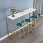 Stone Bar Dining Table Glam Style Rectangle Bar Table with Trestle for Dessert Shop