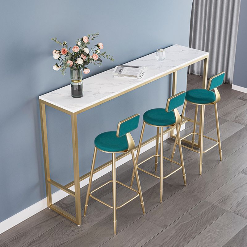 Stone Bar Dining Table Glam Style Rectangle Bar Table with Trestle for Dessert Shop