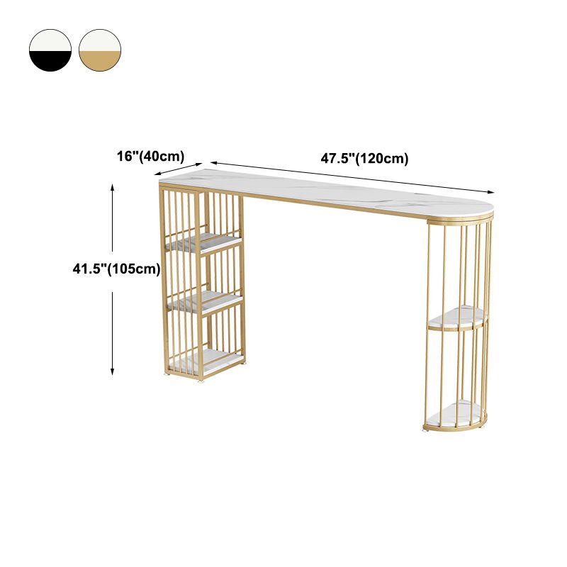 Luxurious Bar Table 42-inch Height White Stone Top and Iron Base Bistro Table Clearhalo 'Bar Furniture' 'Bar Tables' 'bar_tables' 'furn' 'furn_bar_tables' 'Furniture' 'furniture_bar_tables' 'Kitchen & Dining Furniture' 1200x1200_d1fa4ebf-e784-48a4-b5c4-6e4d9046c72a