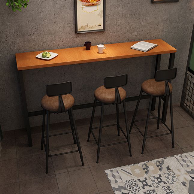 Rectangle industriel Table de table en bois massif en bois 1/3/4 Pièces Table de comptoir avec tabourets hauts