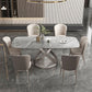 Traditional Luxury Dining Table Gray Rectangle Sintered Stone Dining Table with Pedestal Base Clearhalo ' dining_table' 'Dining Tables & Seating' 'Dining Tables' 'furn' 'furn_dining_table' 'Furniture' 'furniture_dining_table' 'Kitchen & Dining Furniture' 'kitchen&dining_furn' 'kitchen' 'kitchen_dining_table' 1200x1200_d1fd21df-b054-41b9-821c-6bf00df40fbc