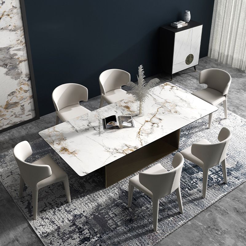 Designer Style Sintered Stone Dining Set Rectangle 1/2/3/6/7 Pieces Dining Room Table Set Clearhalo 'Dining Room Sets' 'Dining Tables & Seating' 'dining_room_set' 'furn' 'furn_dining_room_set' 'Furniture' 'furniture_dining_room_set' 'Kitchen & Dining Furniture' 1200x1200_d1fd634c-6df1-45d5-a2c3-79928c57b41b