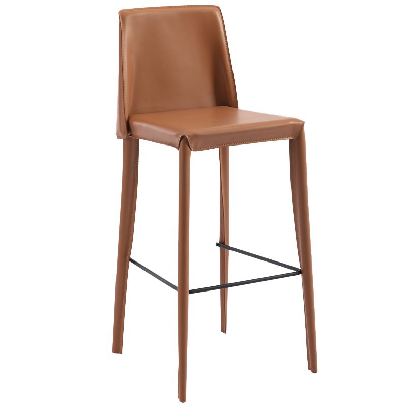 Contemporary Leather Bar Stool Low Back Counter Bar Stool with Metal Legs for Home Clearhalo 'Bar Furniture' 'Bar Stools' 'bar_stools' 'furn' 'furn_bar_stools' 'Furniture' 'Kitchen & Dining Furniture' 1200x1200_d1fd87e2-46df-4ead-942b-8397e9130a0e
