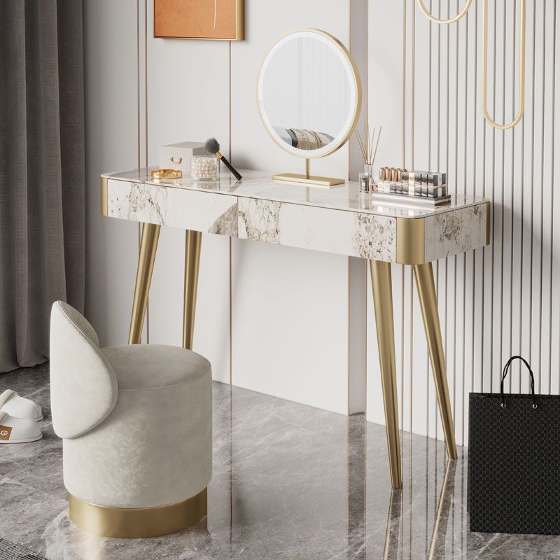 Glam White and Gold Makeup Vanity Set Slate Make-up Vanity with 2 Drawers Clearhalo 'Bedroom Furniture' 'furn' 'furn_makeup_vanities' 'Furniture' 'Makeup Vanities' 'makeup_vanities' 1200x1200_d1fe9b24-6d37-403f-ba5c-c20a906c3dc4