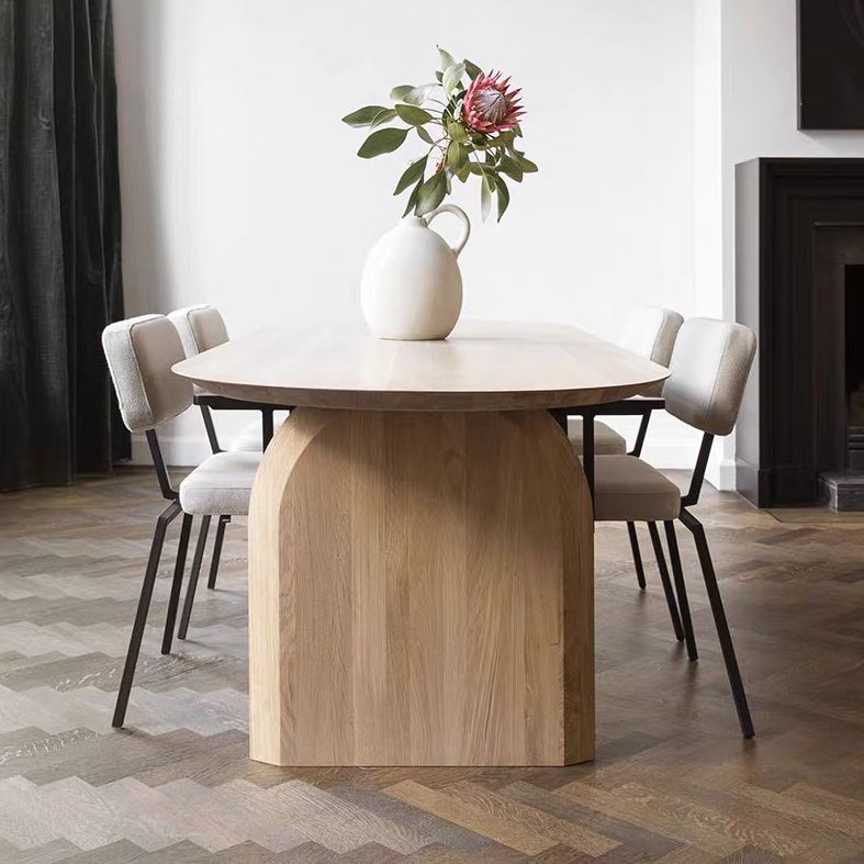 Oval Solid Wood Brown Tone Dining Table Simplicity Double Pedestal Table for Dining Room Clearhalo ' dining_table' 'Dining Tables & Seating' 'Dining Tables' 'furn' 'furn_dining_table' 'Furniture' 'furniture_dining_table' 'Kitchen & Dining Furniture' 'kitchen&dining_furn' 'kitchen' 'kitchen_dining_table' 1200x1200_d1fed532-0a62-4b06-8e9e-a7bd1d70bf80