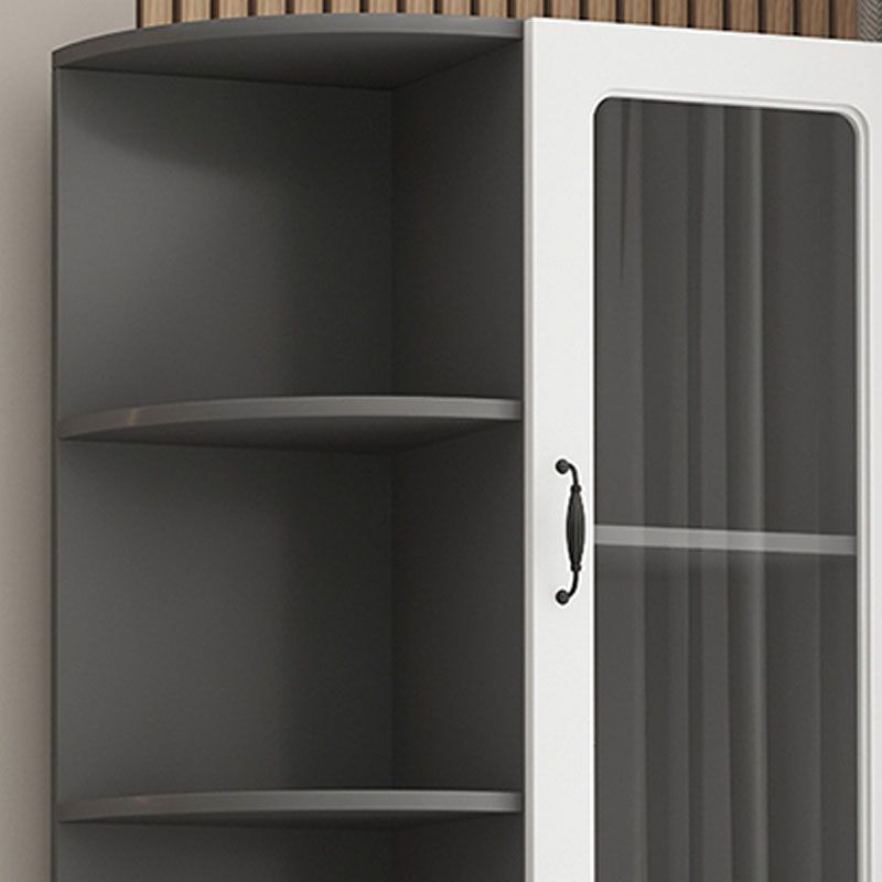 70.9" Tall Modern Glass Paned Bar Pulls Accent Cabinet with Shelves