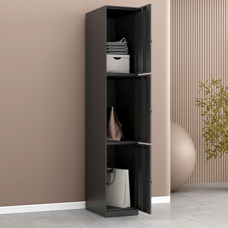 Metal Industrial Cabinet with Hinged Door Black Steel Storage Cabinet for Home Clearhalo 'Armoires & Wardrobes' 'armoires_wardrobes' 'Bedroom Furniture' 'furn' 'furn_armoires_wardrobes' 'Furniture' 1200x1200_d2006251-48fd-44b0-9e34-ecb85255a146