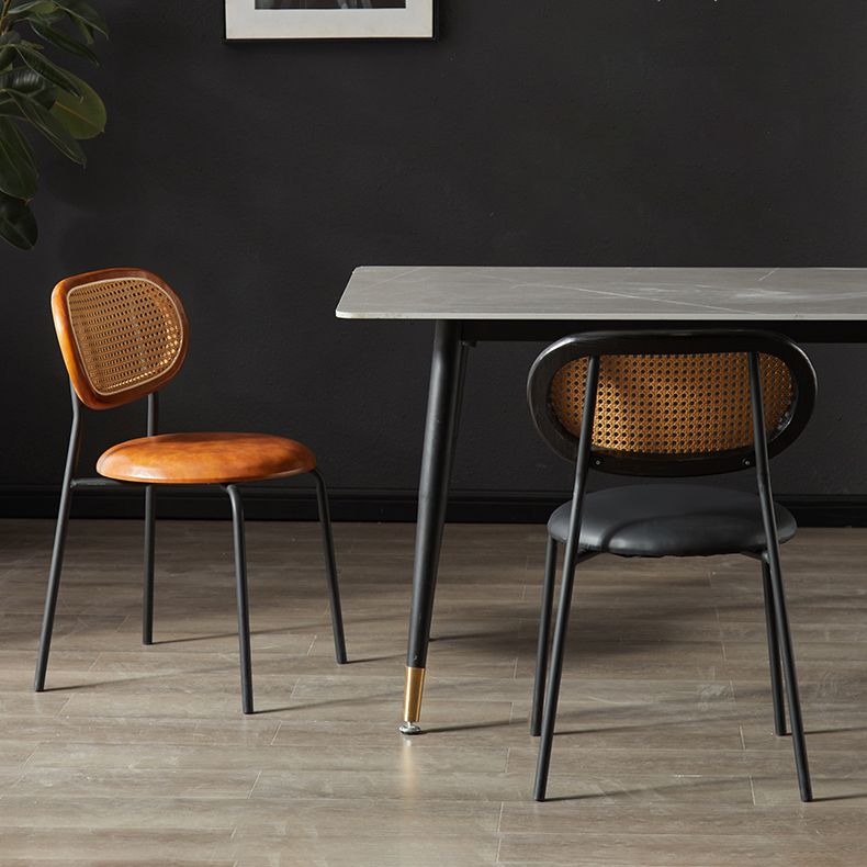 Industrial Design Faux Leather Dining Chairs Open Back Side Chair Clearhalo ' kitchen&dining_furn' 'Dining Chairs' 'Dining Tables & Seating' 'dining_chair' 'furn' 'furn_dining_chair' 'Furniture' 'furniture_dining_chair' 'Kitchen & Dining Furniture' 'kitchen' 1200x1200_d2013526-aede-4972-964d-a54293964d23