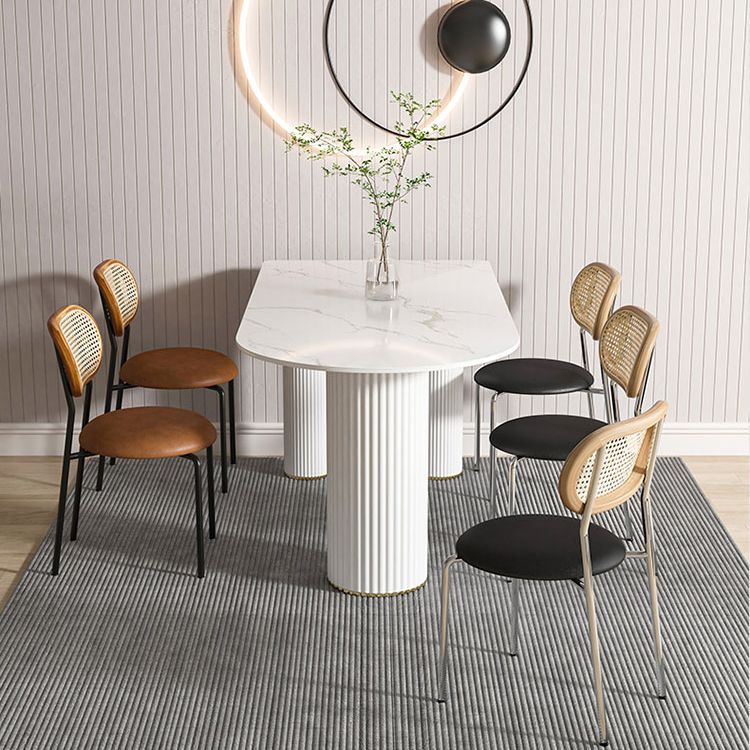 Metal Contemporary Free Form Dining Table Sintered Stone Table for Home Clearhalo ' dining_table' 'Dining Tables & Seating' 'Dining Tables' 'furn' 'furn_dining_table' 'Furniture' 'furniture_dining_table' 'Kitchen & Dining Furniture' 'kitchen&dining_furn' 'kitchen' 'kitchen_dining_table' 1200x1200_d202ff8b-1ae9-48fc-a221-d6fc85427023