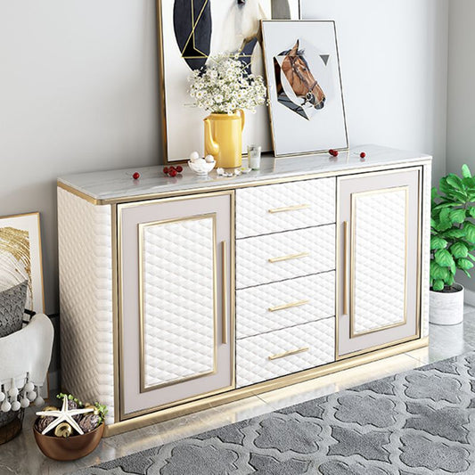 Tavolo a buffet in falda in marmo glam da 34,6 pollici con armadi e cassetti