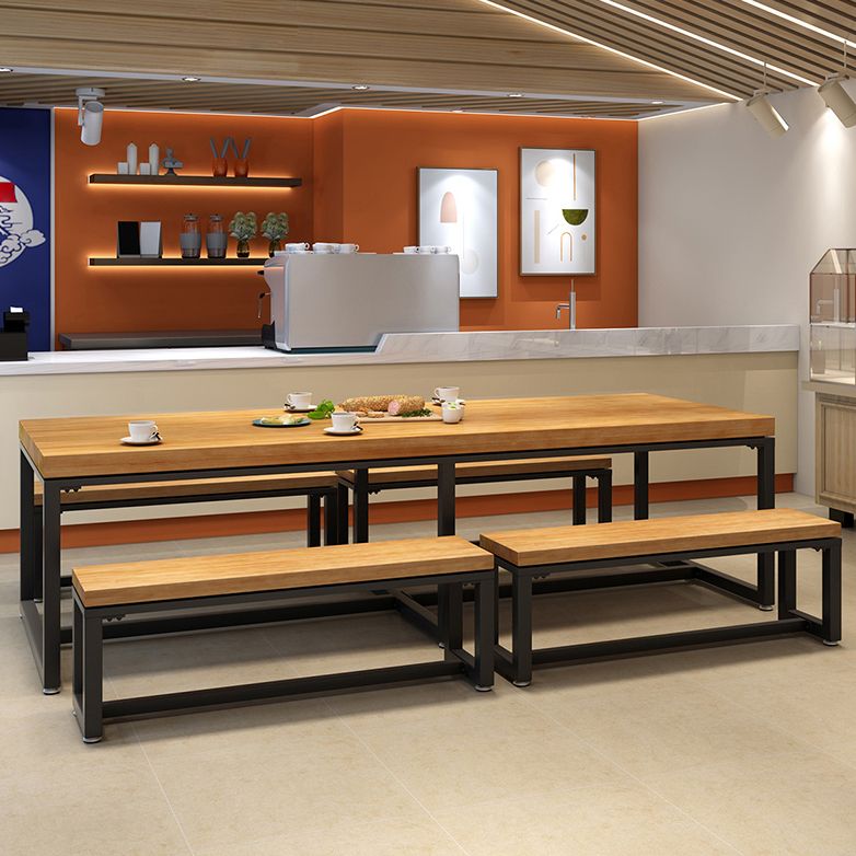 Tavolo da pranzo rettangolo tavolo da pranzo in legno solido industriale con base di metallo