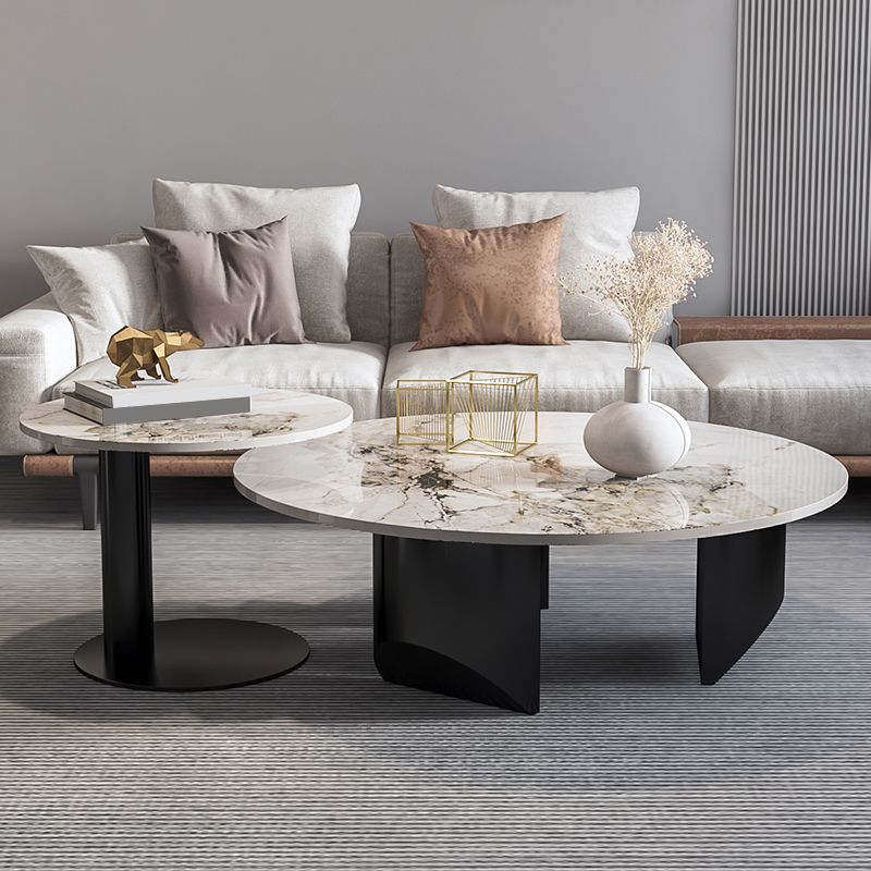 Modern Coffee Table Slate Round Nesting Coffee Table Set with Black Legs Clearhalo 'Coffee & Accent Tables' 'Coffee Tables' 'coffee_tables' 'furn' 'furn_coffee_tables' 'Furniture' 'Living Room Furniture' 1200x1200_d2094ca0-336a-4885-904a-a99a45d7554e