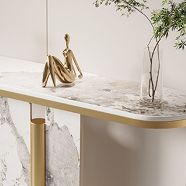 Mesa de consola de 31.5 pulgadas de altura Stone Half Moon Accent Table para Hall