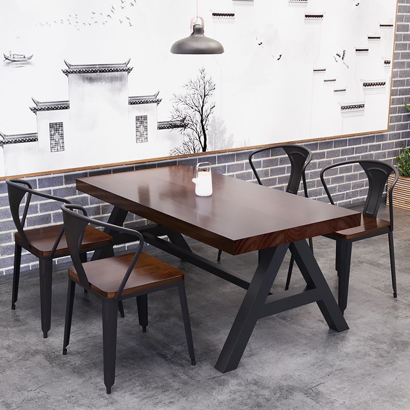 Industrial Kitchen Rectangle Dinner Table Solid Wood Dining Table Clearhalo 'Dining Tables & Seating' 'Dining Tables' 'dining_table' 'furn' 'furn_dining_table' 'Furniture' 'Kitchen & Dining Furniture' 1200x1200_d20adc34-2fd9-47a0-bcf3-4a0ade67595d