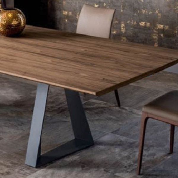 Industrial Style Rectangle Table Wooden Dining Table with Metal Legs Clearhalo 'Dining Tables & Seating' 'Dining Tables' 'dining_table' 'furn' 'furn_dining_table' 'Furniture' 'Kitchen & Dining Furniture' 1200x1200_d20b06a8-25b1-4b16-b965-1afea24f6462