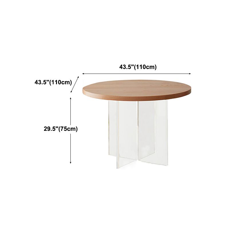 Pine and Acrylic Round Dining Table Modern Natural Dinner Table Kitchen Home Clearhalo 'Dining Tables & Seating' 'Dining Tables' 'dining_table' 'furn' 'furn_dining_table' 'Furniture' 'furniture_dining_table' 'Kitchen & Dining Furniture' 'kitchen' 'kitchen_dining_table' 1200x1200_d20b2e03-5ee9-4621-88ae-a3c402aa6b32