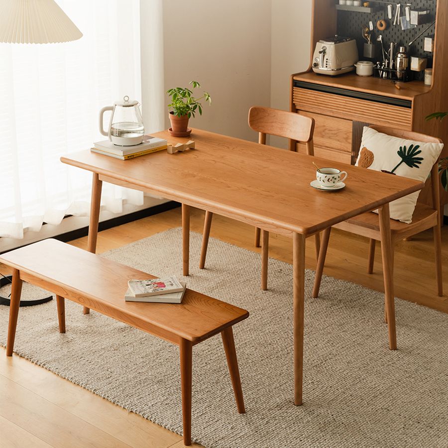 Modern Rectangular Solid Wood Tabletop Dining Table with 4 Legs Clearhalo 'Dining Tables & Seating' 'Dining Tables' 'dining_table' 'furn' 'furn_dining_table' 'Furniture' 'Kitchen & Dining Furniture' 1200x1200_d20c2868-8473-42cf-b896-bc3e7a261669