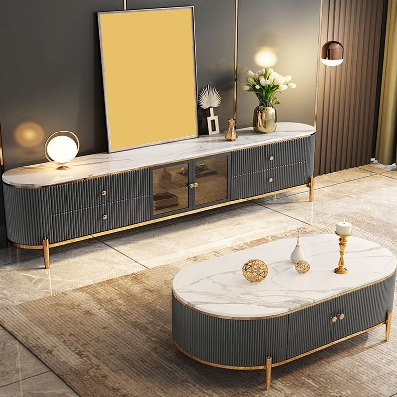 Contemporary Stone Media Console 4 Drawers TV Console with Doors Clearhalo 'furn' 'furn_tv_stands_entertainment_centers' 'Furniture' 'Living Room Furniture' 'TV Stands & Entertainment Centers' 'TV Stands & Media Storage Furniture' 'tv_stands_entertainment_centers' 1200x1200_d20d2eb3-5321-4802-8ef1-436f826963ab