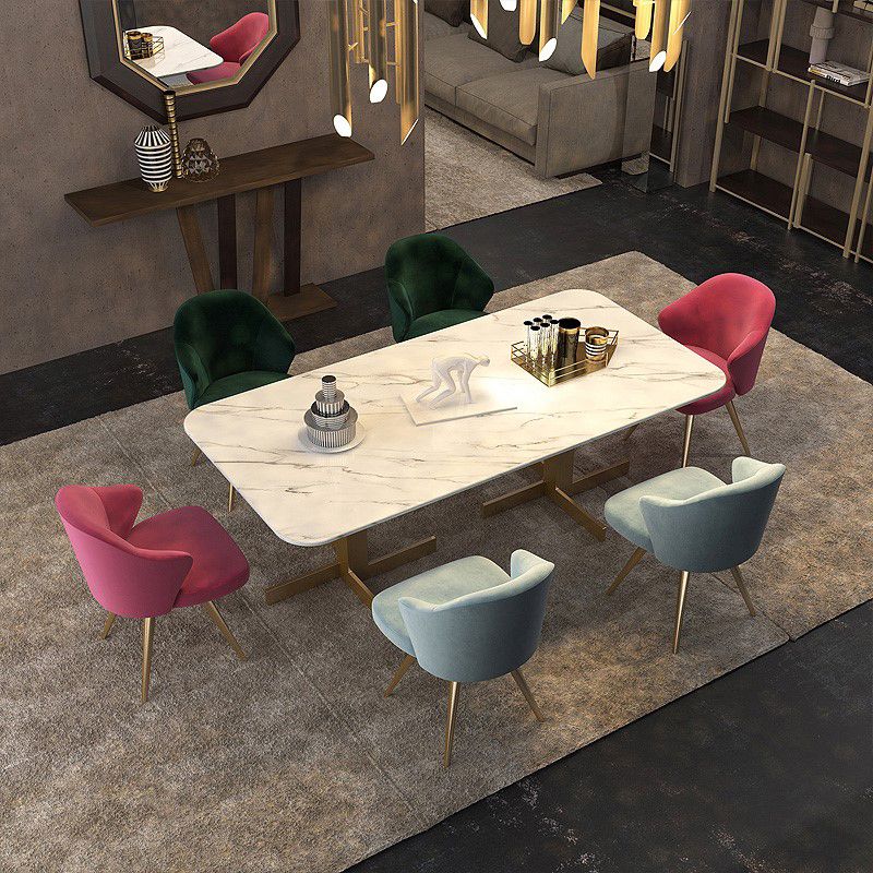 Mesa de comedor de lujo tradicional mesa de comedor rectangular de mármol blanco para casa