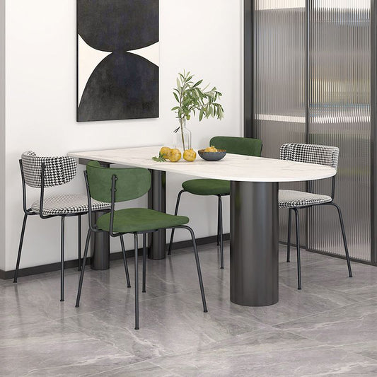 Stone Top Dining Table Modern Dining Table with 3 Legs Base in Black Clearhalo 'Dining Tables & Seating' 'Dining Tables' 'dining_table' 'furn' 'furn_dining_table' 'Furniture' 'Kitchen & Dining Furniture' 1200x1200_d2113dbd-0c84-4e10-9a72-4b8b651d99b6