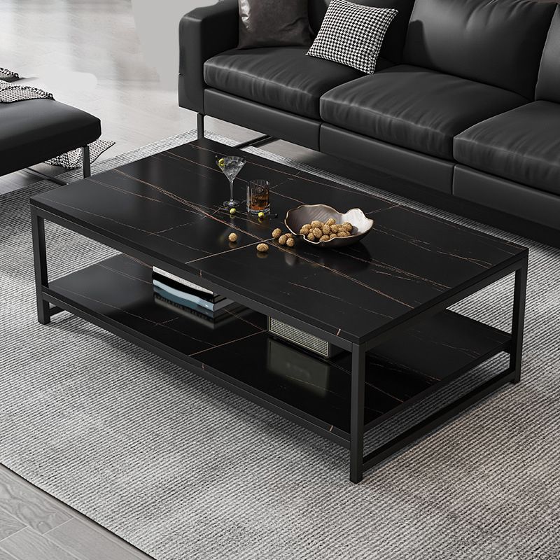 Rectangle Cocktail Table Frame Single Coffee Table with Shelf Clearhalo 'Coffee & Accent Tables' 'Coffee Tables' 'coffee_tables' 'furn' 'furn_coffee_tables' 'Furniture' 'Living Room Furniture' 1200x1200_d21285b2-383c-45ce-838b-17141d224809