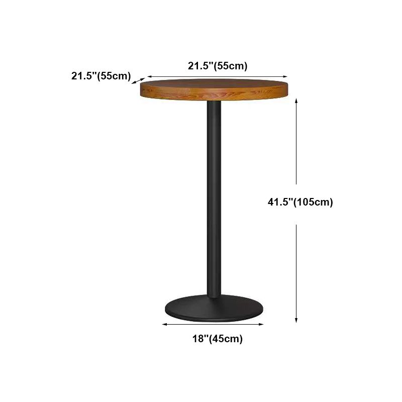 Industrial Style Black Iron Bar Table Wood Brown Top Bistro Table with Pedestal Clearhalo 'Bar Furniture' 'Bar Tables' 'bar_tables' 'furn' 'furn_bar_tables' 'Furniture' 'furniture_bar_tables' 'Kitchen & Dining Furniture' 1200x1200_d21626b9-cc33-4070-a8f4-cc90d385ea0c