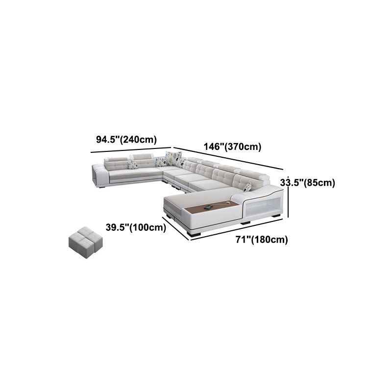 Modern Style Sectional Tufted Back Ramp Armrest White Storage Rack Sofa Clearhalo 'furn' 'furn_sectionals' 'Furniture' 'Living Room Furniture' 'Sectionals' 1200x1200_d2185703-40f6-4dbc-8259-449a76fd14a8