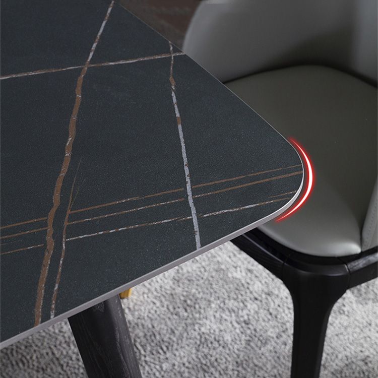 Designer Style Rectangle Dining Set 1/2/5/7 Pieces Sintered Stone Top Wooden Table Set Clearhalo 'Dining Room Sets' 'Dining Tables & Seating' 'dining_room_set' 'furn' 'furn_dining_room_set' 'Furniture' 'Kitchen & Dining Furniture' 1200x1200_d219a30b-ee33-440c-8af0-193122d7d572