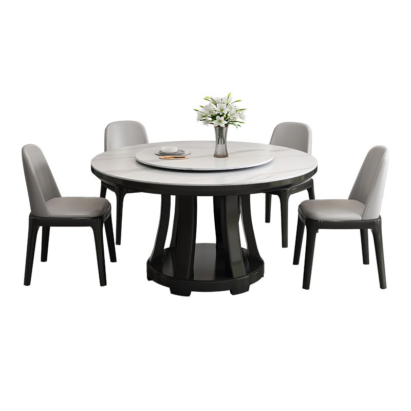 Sintered Stone Dining Table Round Dinner Table with Rubberwood Base for Dining Room Clearhalo 'Dining Tables & Seating' 'Dining Tables' 'dining_table' 'furn' 'furn_dining_table' 'Furniture' 'Kitchen & Dining Furniture' 1200x1200_d21ba929-419a-468c-8e85-6e20c7d18932