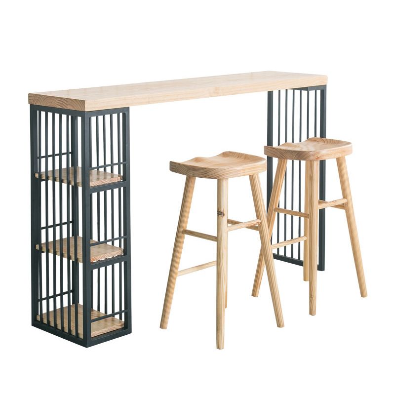 Glam Style Pub Table Rectangle Solid Wood Double Pedestal Bar Table for Indoor Clearhalo 'Bar Furniture' 'Bar Tables' 'bar_tables' 'furn' 'furn_bar_tables' 'Furniture' 'Kitchen & Dining Furniture' 1200x1200_d21d2555-56b5-4874-9628-b6f673718981