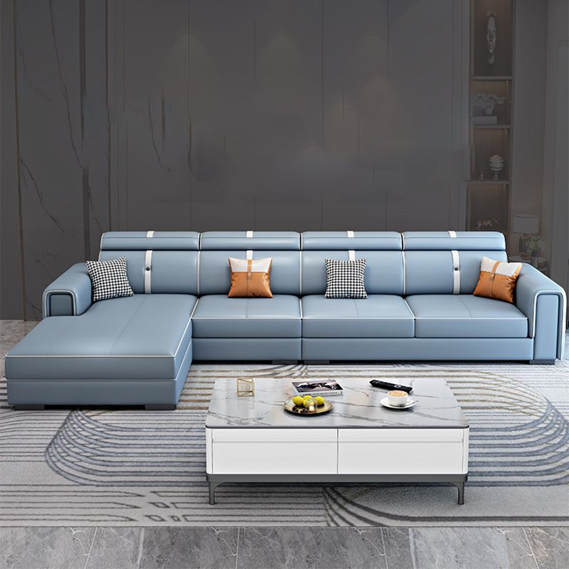 Scandinavian Light Blue Sofa/Sectional with Square Arm for Living Room