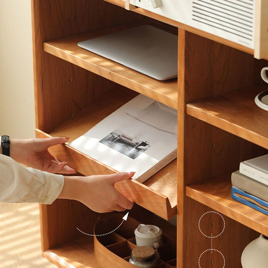 Eigentijdse open achterkant horizontale boekenplank solide houten boekenplank voor kantoor