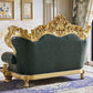 Grüner echtes Ledersofa getuftete Split-Roll-Armarmsofa