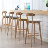 Industrial Backrest Armless Counter Stool Wood Cafe Bar Stool with Cushion and Pedal
