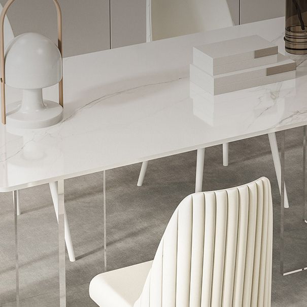 Sintered Stone Dining Table Modern White Dining Table with Acrylic Base Clearhalo 'Dining Tables & Seating' 'Dining Tables' 'dining_table' 'furn' 'furn_dining_table' 'Furniture' 'Kitchen & Dining Furniture' 1200x1200_d2253743-eac6-416c-9874-44fcd20d42a9