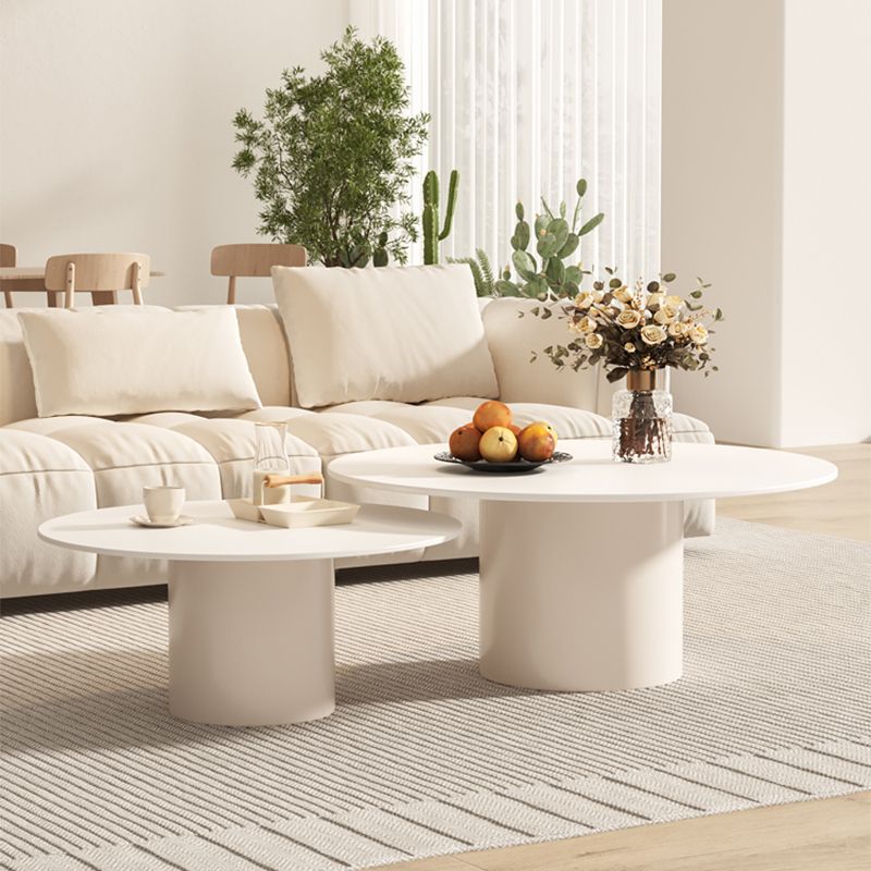 Contemporary Cocktail Table Round White Pedestal Coffee Cocktail Table Clearhalo 'Coffee & Accent Tables' 'Coffee Tables' 'coffee_tables' 'furn' 'furn_coffee_tables' 'Furniture' 'Living Room Furniture' 1200x1200_d225e433-0883-475c-9d12-ff1172aafc98