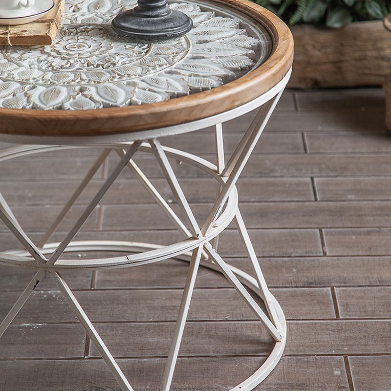 Frame French Country Round Coffee Table Distressed Wood Cocktail Table Clearhalo 'Coffee & Accent Tables' 'Coffee Tables' 'coffee_tables' 'furn' 'furn_coffee_tables' 'Furniture' 'Living Room Furniture' 1200x1200_d2264943-a12b-4f7b-a765-1366c86c28bf