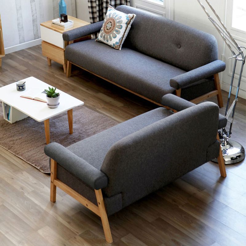 Cotton Blend Square Arm Sofa Tufted 27"W Modern Sofa for Living Room Clearhalo 'furn' 'furn_sofas' 'Furniture' 'furniture_sofas' 'Living Room Furniture' 'Sofa' 'sofas' 1200x1200_d228a98e-b29c-4f52-8692-0f03227d791f