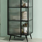 Modern Metal Curio Cabinet Glass Doors Storage Cabinet for Dining Room Clearhalo 'Display & China Cabinets' 'display_china_cabinets' 'furn' 'furn_display_china_cabinets' 'Furniture' 'Kitchen & Dining Furniture' 1200x1200_d229136c-eb0a-4cfd-b589-0d808d6af814