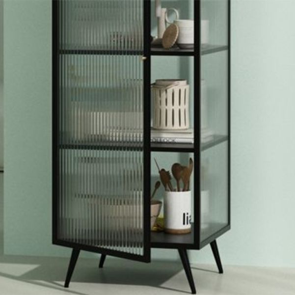 Modern Metal Curio Cabinet Glass Doors Storage Cabinet for Dining Room Clearhalo 'Display & China Cabinets' 'display_china_cabinets' 'furn' 'furn_display_china_cabinets' 'Furniture' 'Kitchen & Dining Furniture' 1200x1200_d229136c-eb0a-4cfd-b589-0d808d6af814