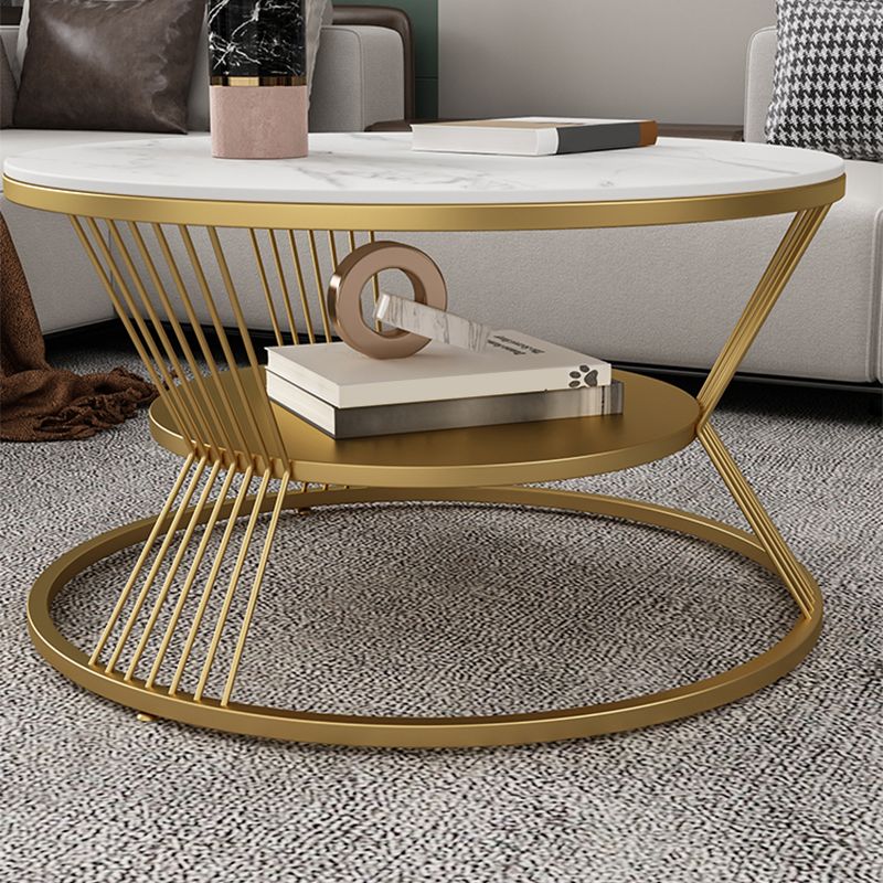 No Distressing Round Coffee Table Frame Single Coffee Table with Shelf Clearhalo 'Coffee & Accent Tables' 'Coffee Tables' 'coffee_tables' 'furn' 'furn_coffee_tables' 'Furniture' 'Living Room Furniture' 1200x1200_d22c9248-eb03-4700-bc4f-be4307e108c7